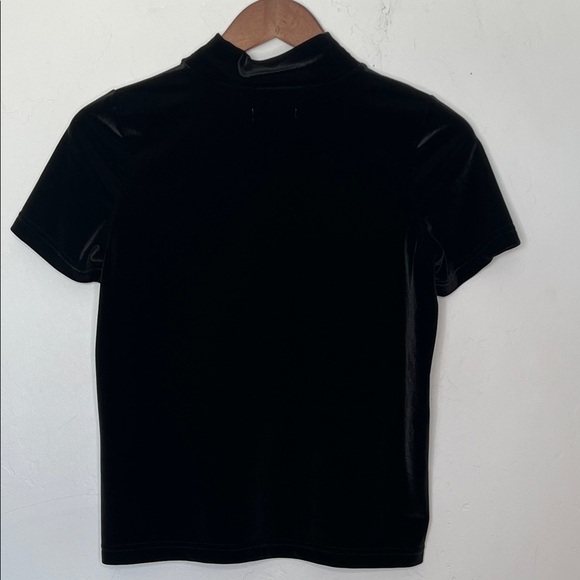 Madewell Velvet Mockneck Tee Black Size XS Style H2606 Short Sleeve Top Holiday - Picture 3 of 6